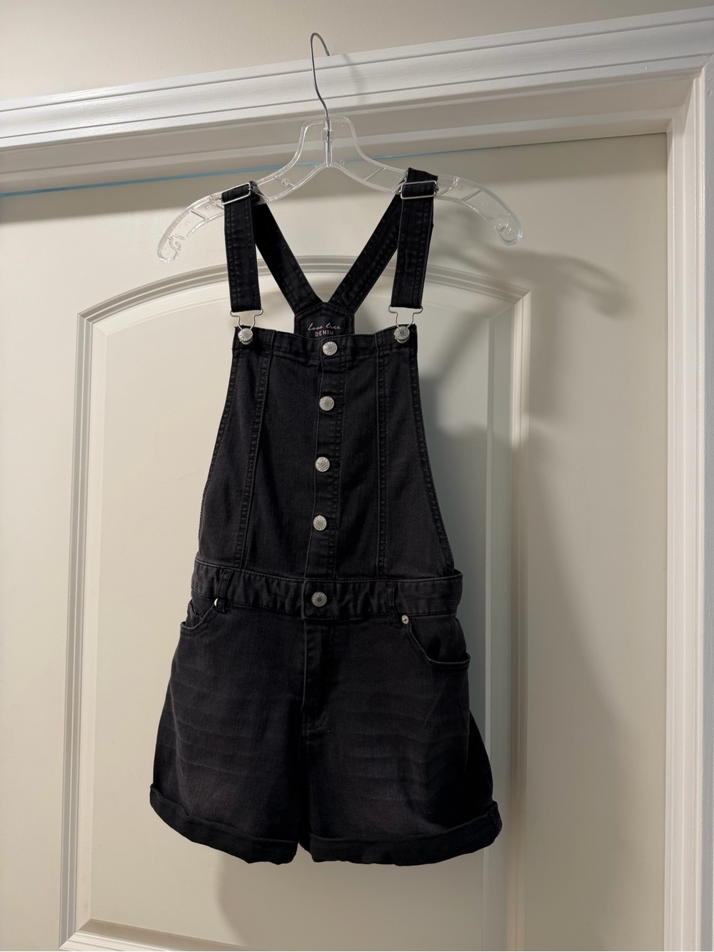 Black Denim Short Overalls | Women’s Size S